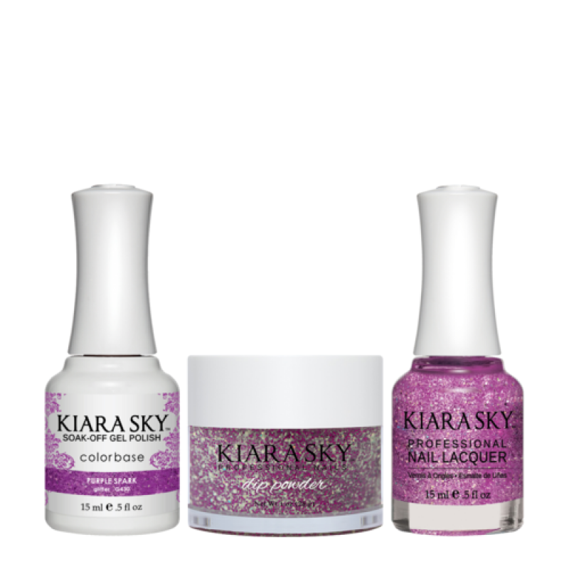 KIARA SKY 3in1 (Dipping Powder + Gel Polish + Nail Lacquer) - DGL 430, Purple Spark